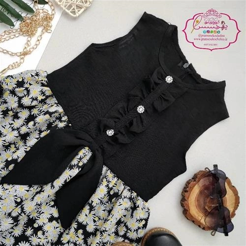 پیراهن مشکی دامن بابونه ریز