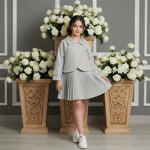 کت دامن هلالی دامن پلیسه با کش مو