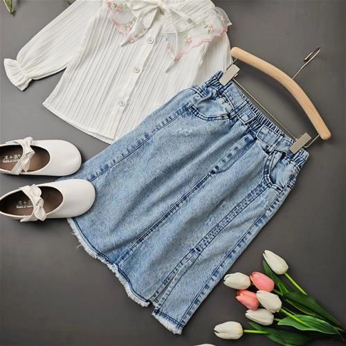 دامن جین چاک دار بلند