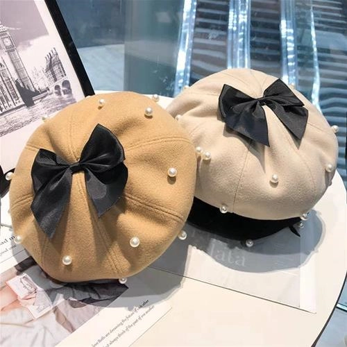 کلاه برت مروارید پاپیونی