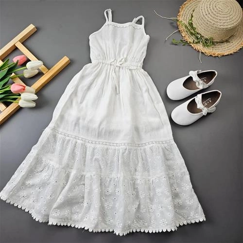 پیراهن ساحلی سفید خامه دوزی