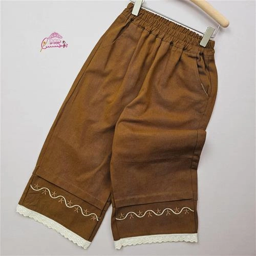 شلوار کتان بگ گلدوزی