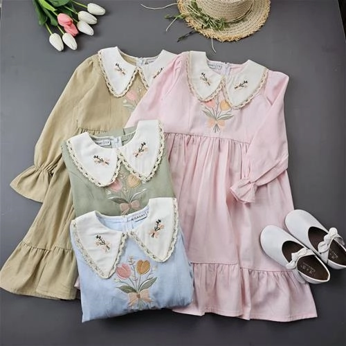 پیراهن کتان گلدوزی لاله