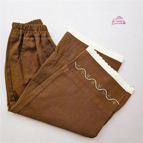 شلوار کتان بگ گلدوزی