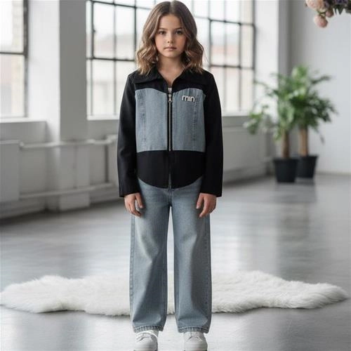 بلوز شلوار جین و کتان مشکی