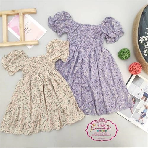 پیراهن آستین پفی گل ماه