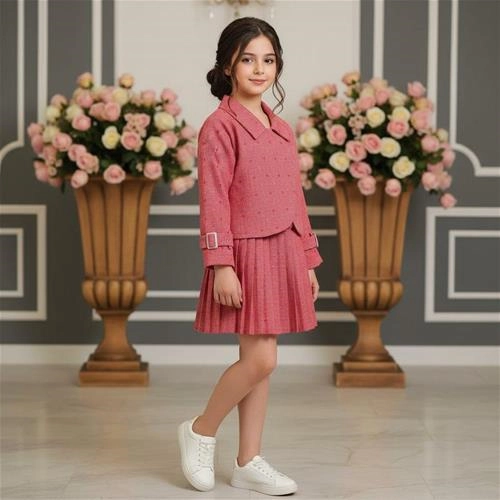 کت دامن هلالی دامن پلیسه با کش مو